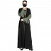 Designer Shrug and inner abaya combo- Black-Jade Green Designer Shrug and inner abaya combo- Black-Jade Green